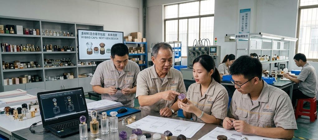 mult materials for refillable crystal perfume cap production