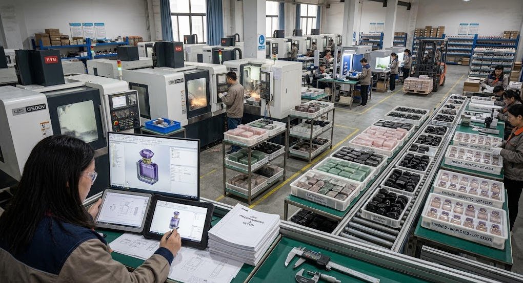 Mass production of crystal perfume bottle caps