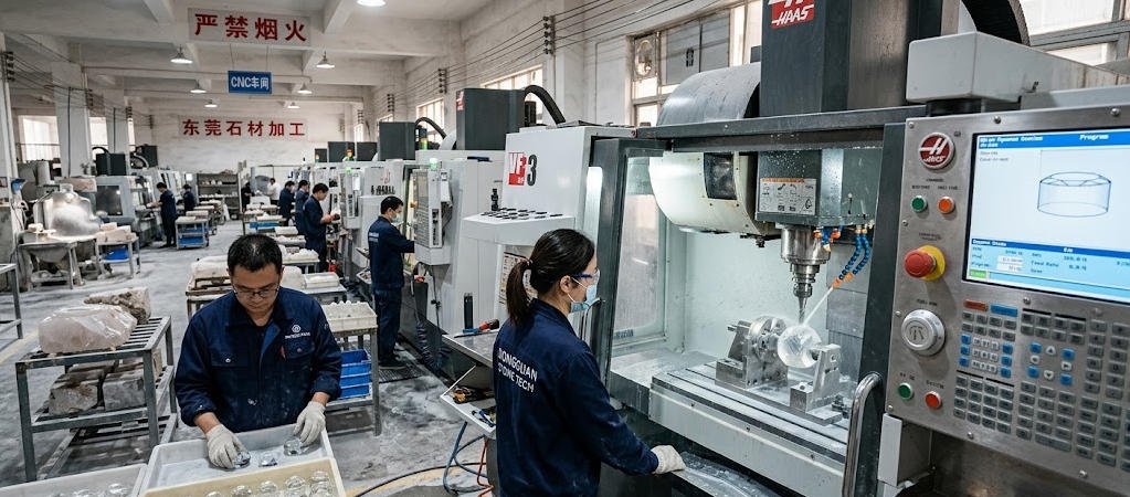 cnc crystal perfume lid production
