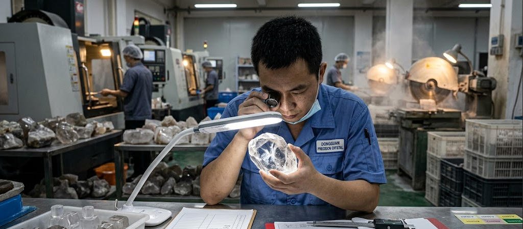 material check before crystal lid production