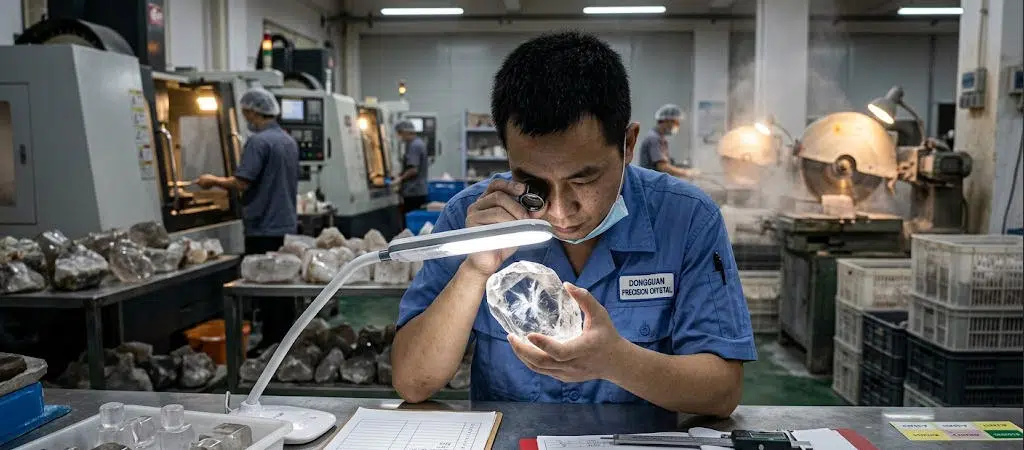 material check before crystal lid production