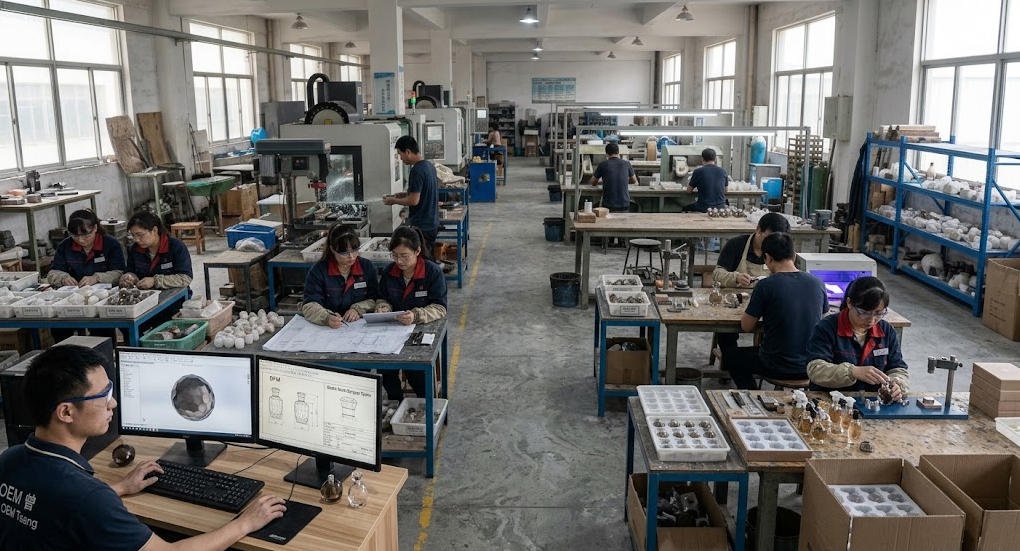 oem crystal perfume lid design and production